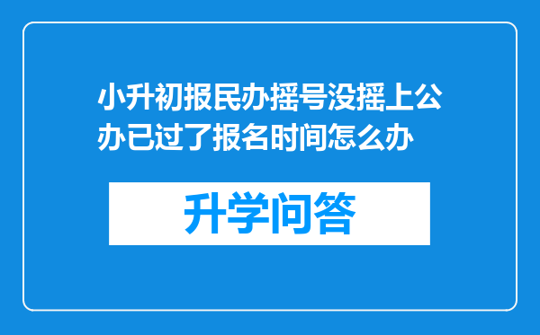 小升初报民办摇号没摇上公办已过了报名时间怎么办