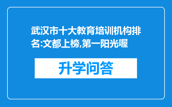 武汉市十大教育培训机构排名:文都上榜,第一阳光喔