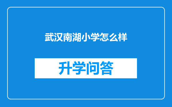 武汉南湖小学怎么样