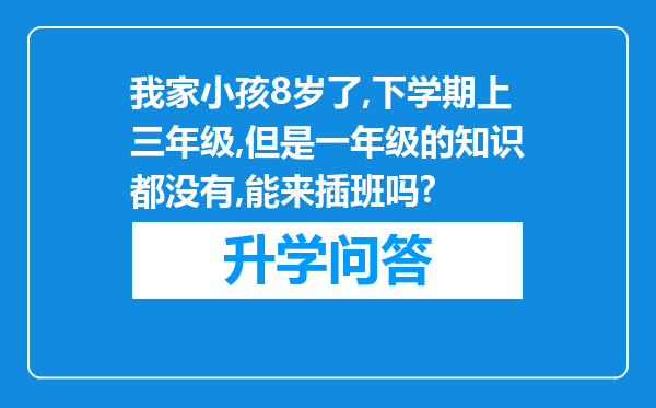 我家小孩8岁了,下学期上三年级,但是一年级的知识都没有,能来插班吗?