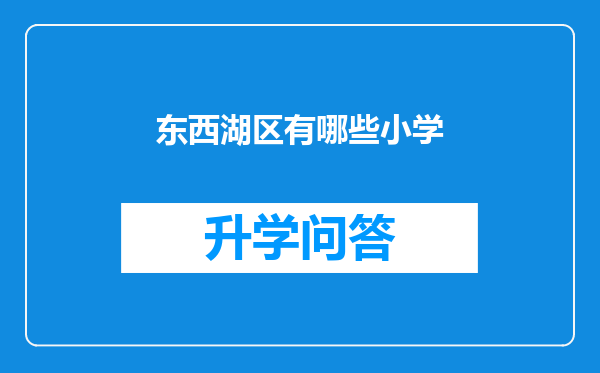 东西湖区有哪些小学