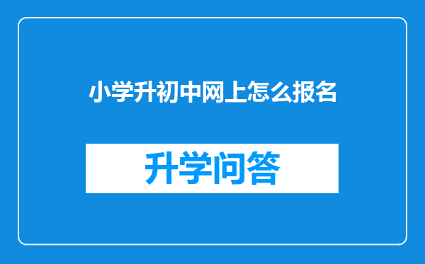小学升初中网上怎么报名