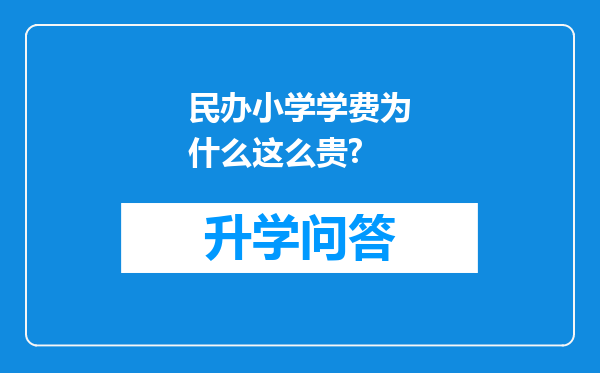 民办小学学费为什么这么贵?