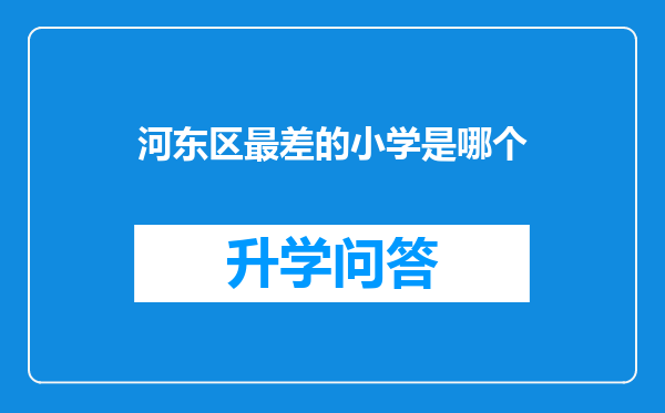 河东区最差的小学是哪个