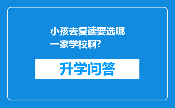 小孩去复读要选哪一家学校啊?