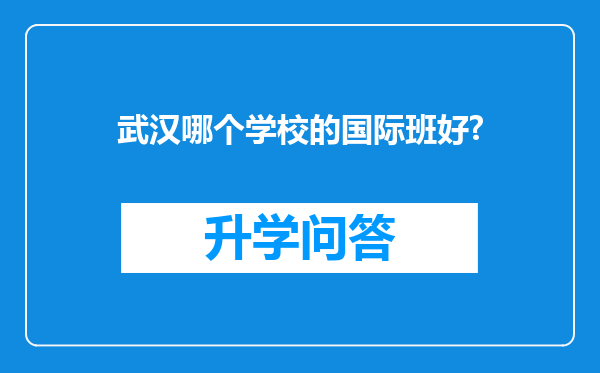 武汉哪个学校的国际班好?