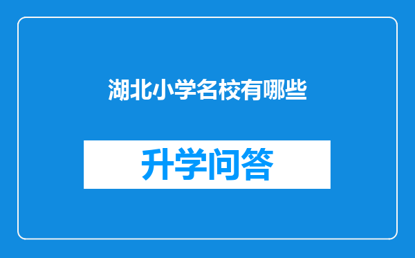 湖北小学名校有哪些