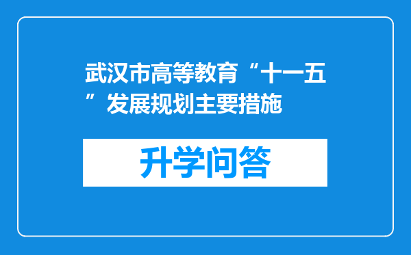 武汉市高等教育“十一五”发展规划主要措施