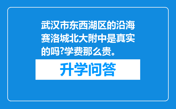 武汉市东西湖区的沿海赛洛城北大附中是真实的吗?学费那么贵。