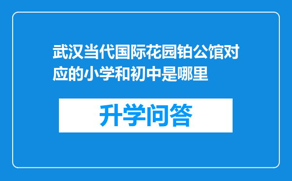 武汉当代国际花园铂公馆对应的小学和初中是哪里