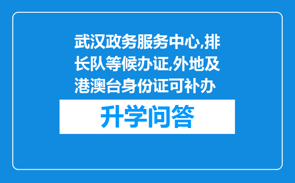 武汉政务服务中心,排长队等候办证,外地及港澳台身份证可补办