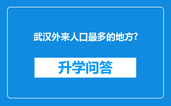 武汉外来人口最多的地方?
