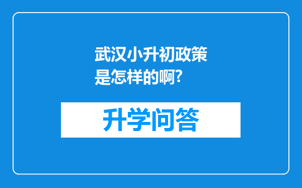 武汉小升初政策是怎样的啊?