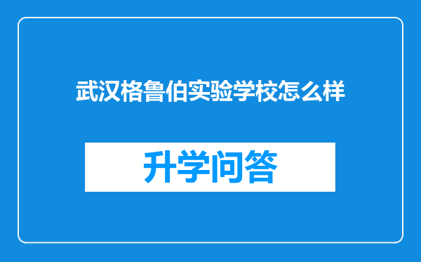 武汉格鲁伯实验学校怎么样