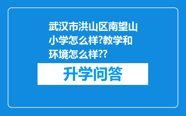 武汉市洪山区南望山小学怎么样?教学和环境怎么样??