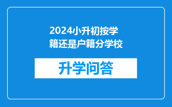 2024小升初按学籍还是户籍分学校