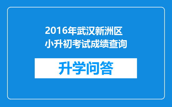 2016年武汉新洲区小升初考试成绩查询