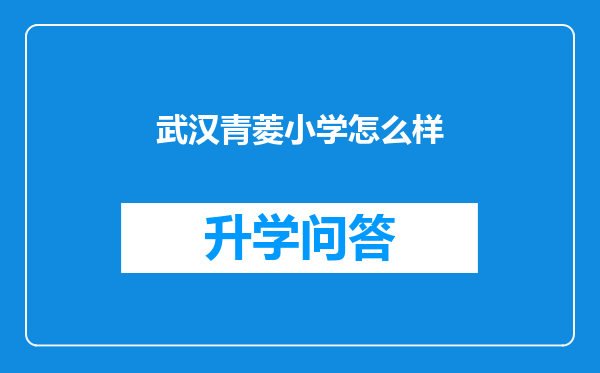 武汉青菱小学怎么样