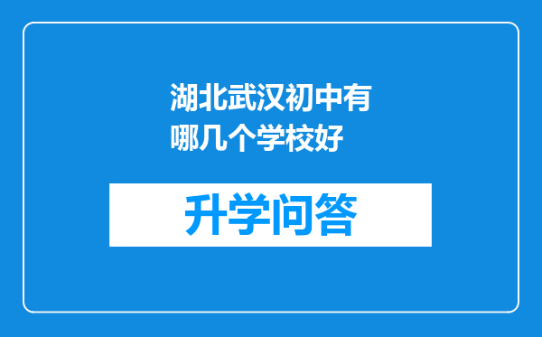 湖北武汉初中有哪几个学校好
