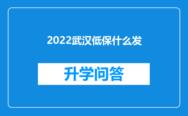2022武汉低保什么发