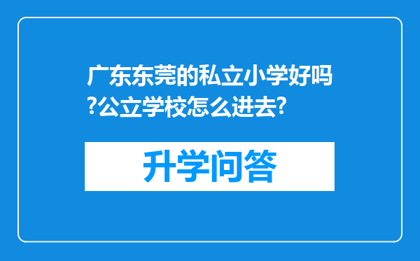 广东东莞的私立小学好吗?公立学校怎么进去?