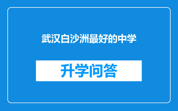 武汉白沙洲最好的中学
