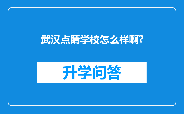 武汉点睛学校怎么样啊?
