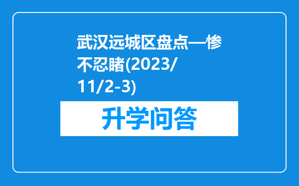 武汉远城区盘点—惨不忍睹(2023/11/2-3)