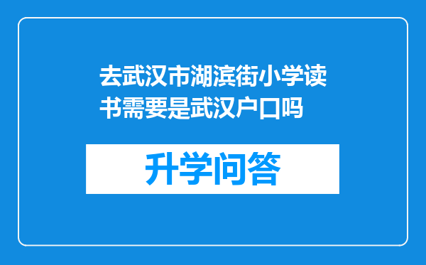 去武汉市湖滨街小学读书需要是武汉户口吗