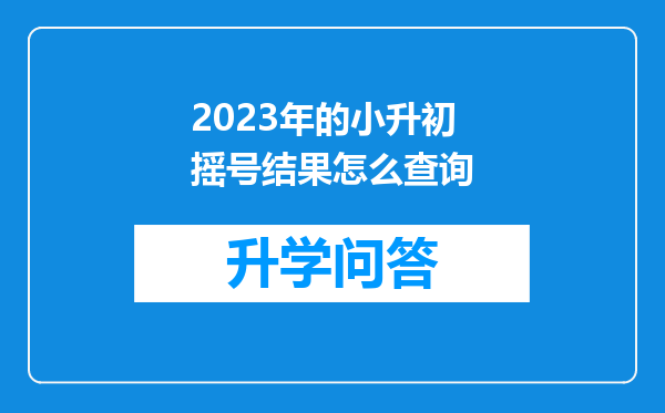 2023年的小升初摇号结果怎么查询