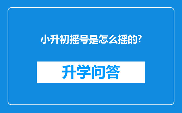小升初摇号是怎么摇的?
