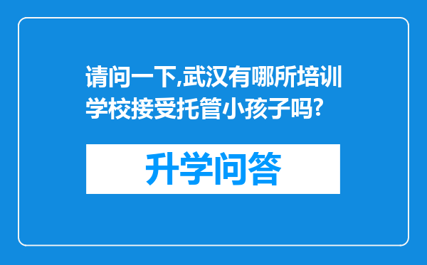 请问一下,武汉有哪所培训学校接受托管小孩子吗?