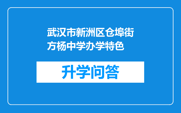 武汉市新洲区仓埠街方杨中学办学特色