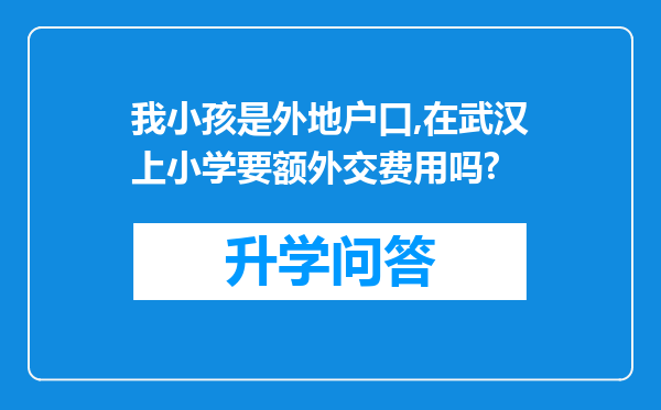 我小孩是外地户口,在武汉上小学要额外交费用吗?