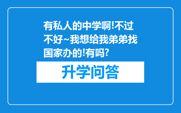 有私人的中学啊!不过不好~我想给我弟弟找国家办的!有吗?