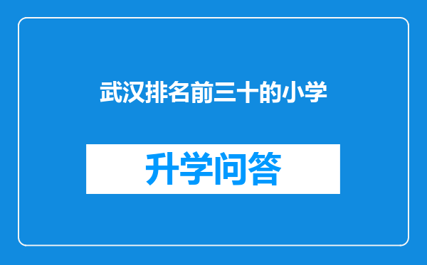 武汉排名前三十的小学