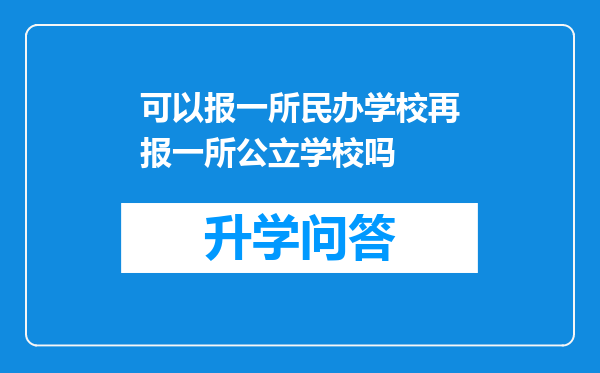 可以报一所民办学校再报一所公立学校吗