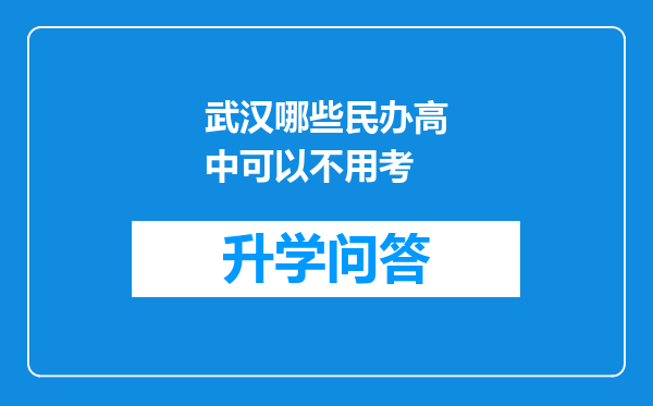 武汉哪些民办高中可以不用考