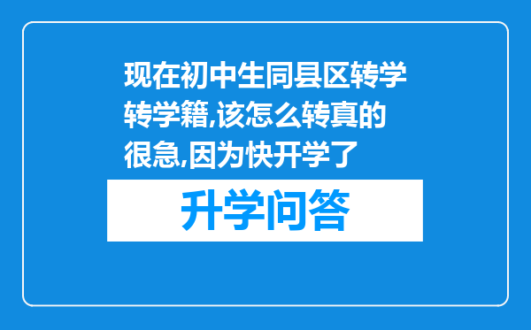 现在初中生同县区转学转学籍,该怎么转真的很急,因为快开学了