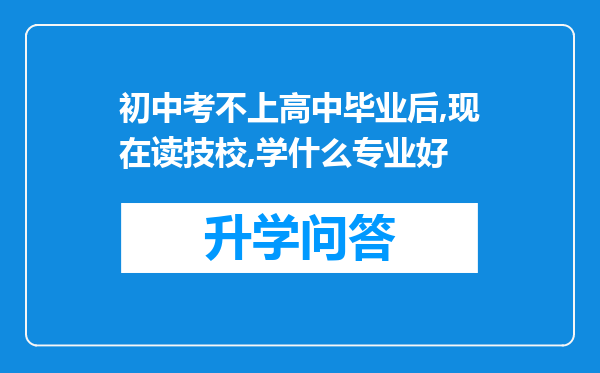 初中考不上高中毕业后,现在读技校,学什么专业好