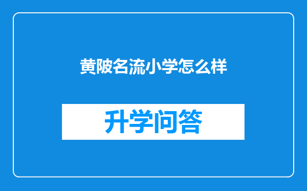 黄陂名流小学怎么样