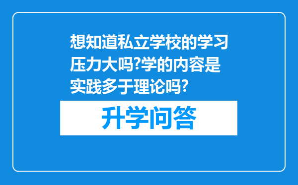想知道私立学校的学习压力大吗?学的内容是实践多于理论吗?