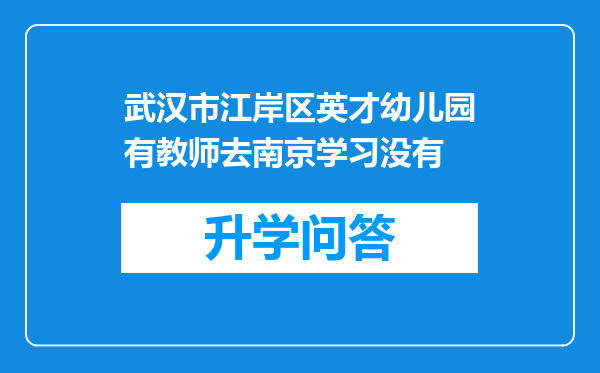 武汉市江岸区英才幼儿园有教师去南京学习没有