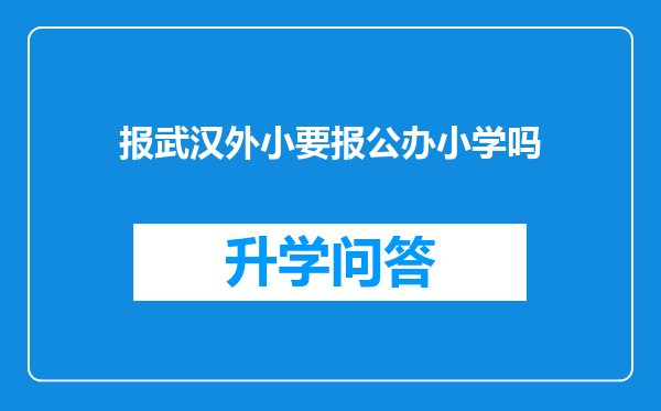 报武汉外小要报公办小学吗