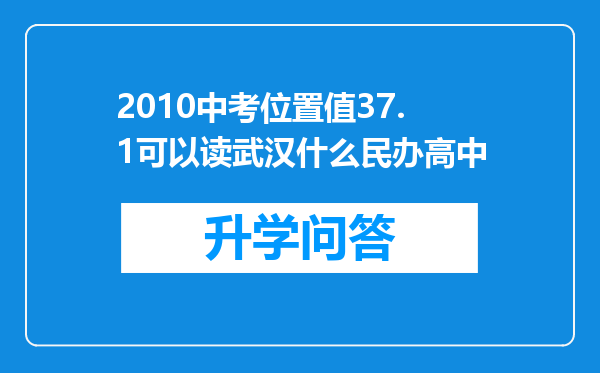 2010中考位置值37.1可以读武汉什么民办高中