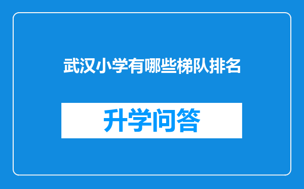 武汉小学有哪些梯队排名