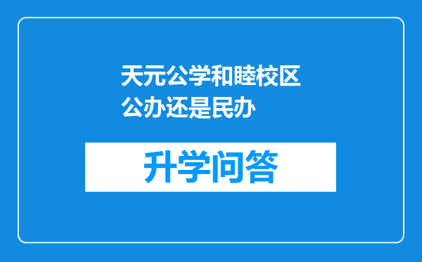 天元公学和睦校区公办还是民办