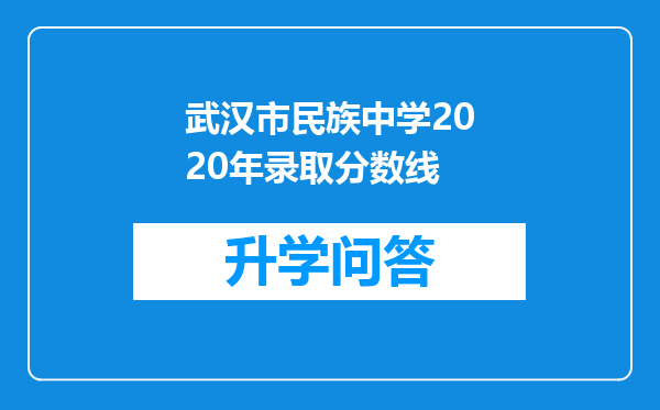 武汉市民族中学2020年录取分数线