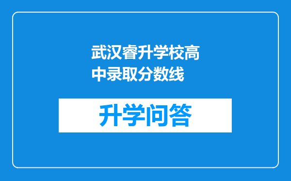 武汉睿升学校高中录取分数线