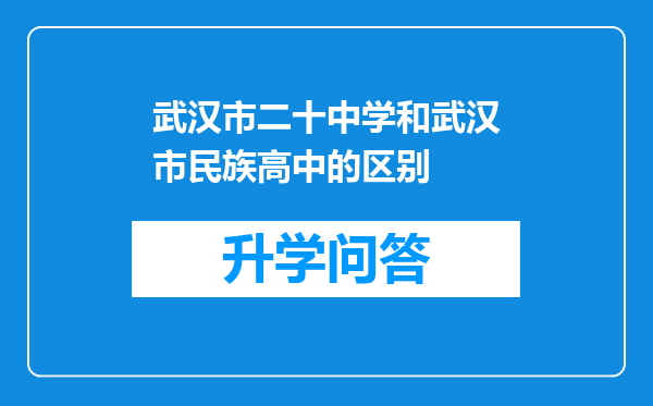 武汉市二十中学和武汉市民族高中的区别